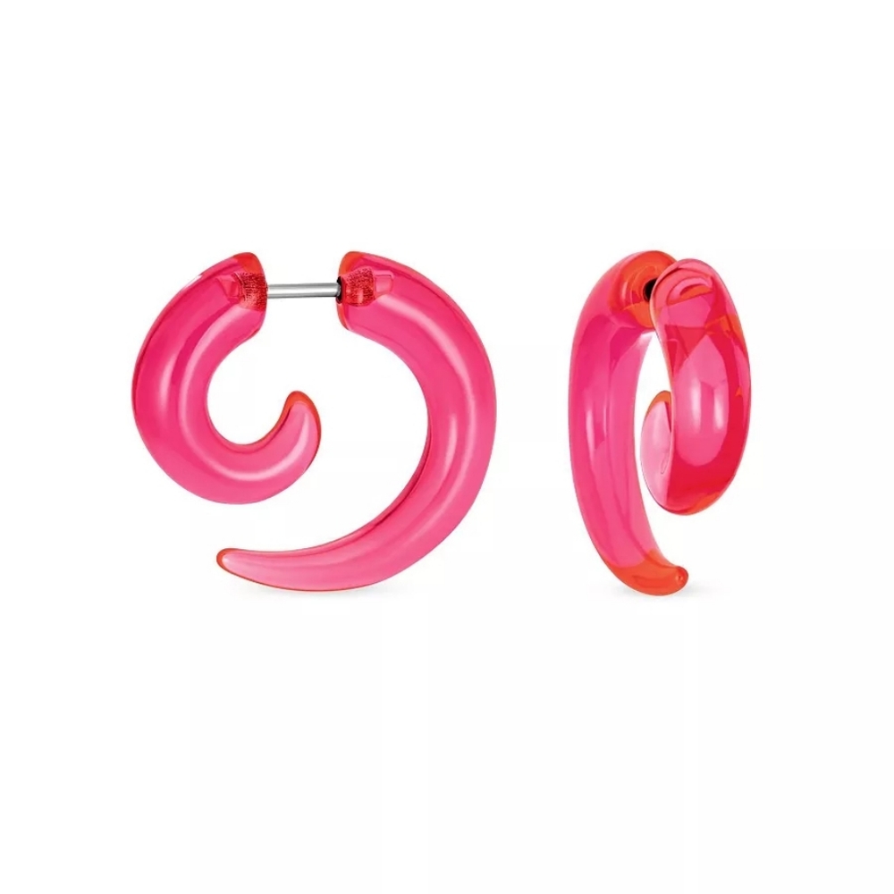 NWT Pink Round Swirl Spiral Hoop Tribal Earrings, Hypoallergenic